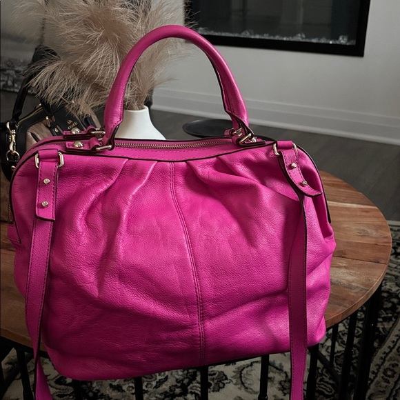 Kate Spade New York Large Fuchsia Pink Leather Satchel with strap - Picture 7 of 17